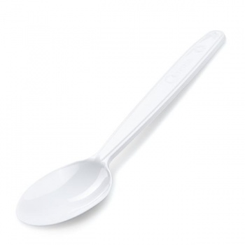 Kávove lyžičky plastové znovu použiteľné biele 13 cm (50 ks) 