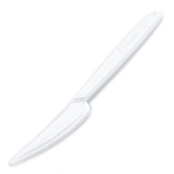 Nože plastové znovu použiteľné biele 18,5 cm (50 ks)