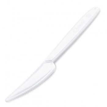 Nože plastové znovu použiteľné biele 18,5 cm (50 ks) 