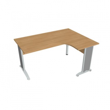 Pracovný stôl Cross, ergo, ľavý, 160x75,5x120 cm, dub/kov