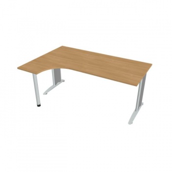 Pracovný stôl Flex, ergo, pravý, 180x75,5x120 (40x80) cm, dub/kov 