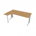 Pracovný stôl Flex, ergo, pravý, 180x75,5x120 (40x80) cm, dub/kov