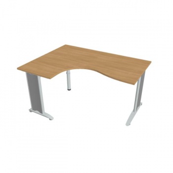 Pracovný stôl Flex, ergo, pravý, 160x75,5x120 (60x80) cm, dub/kov