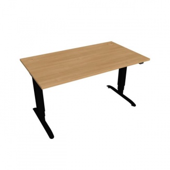 Pracovný stôl Motion, ZO, 3S, 140x61 - 128x80 cm, dub/čierna 