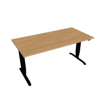 Pracovný stôl Motion, ZO, 3S, 160x61 - 128x80 cm, dub/čierna 