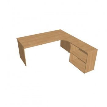 Pracovný stôl Gate, ergo, ľavý, 180x75,5x200 cm, dub/dub 