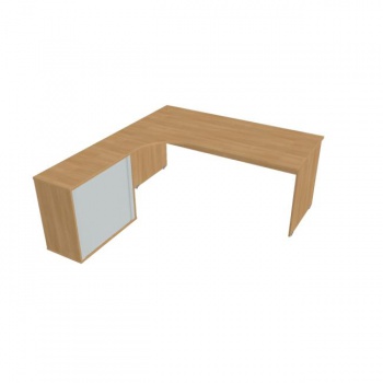 Pracovný stôl Gate, ergo, pravý, 180x75,5x200 cm, dub/dub 