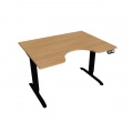 Pracovný stôl Motion Ergo, PO, 2S, 120x70,5-120,5x90 cm, dub/čierna 