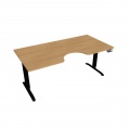 Pracovný stôl Motion Ergo, PO, 2S, 180x70,5-120,5x90 cm, dub/čierna 