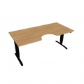 Pracovný stôl Motion Ergo, ZO, 3S, 180x61-128x90 cm, dub/čierna 