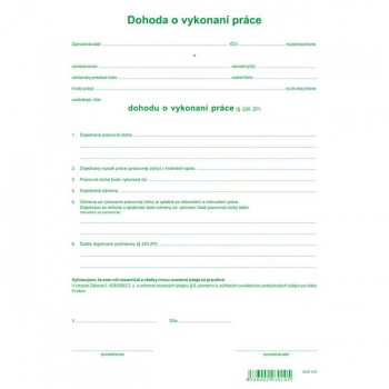 Dohoda o vykonaní práce, A4, 1000 ks 
