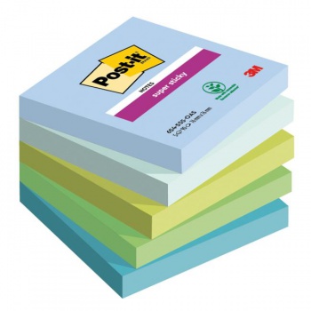 Samolepiaci bloček Post-it Super Sticky OASIS, veľkosť 76x76 mm, 5 bločkov po 90 lístkov 