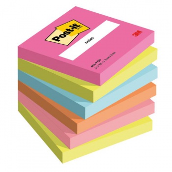 Samolepiaci bloček Post-it Super Sticky Poptimistic 76x76mm, 6 bločkov po 100 lístkov 