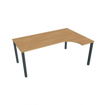 Pracovný stôl Uni, ergo, ľavý, 180x75,5x120 cm, dub/čierna 