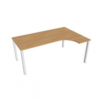 Pracovný stôl Uni, ergo, ľavý, 180x75,5x120 cm, dub/biela 