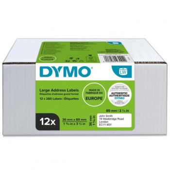 Samolepiace etikety Dymo LW 89x36mm adresné veľké biele 3120ks 