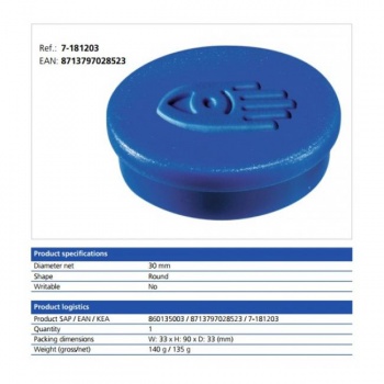 Magnet 30 mm modrý 10 ks 