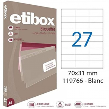 Etikety univerzálne 70x31mm Etibox A4 100 hárkov 