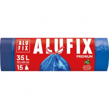 Vrecia na odpadky zaťahovacie, 35 l / 15 ks, 20mic., 53 x 60 cm, modré, LDPE 