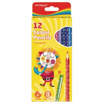 Farbičky trojhranné KEYROAD, 12 farieb 