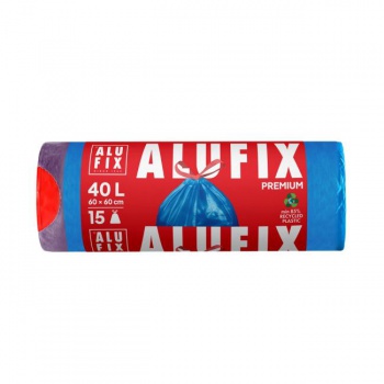 Vrecia na odpadky zaťahovacie, 40 l / 15 ks, 20mic., 60 x 60 cm, modré, LDPE 
