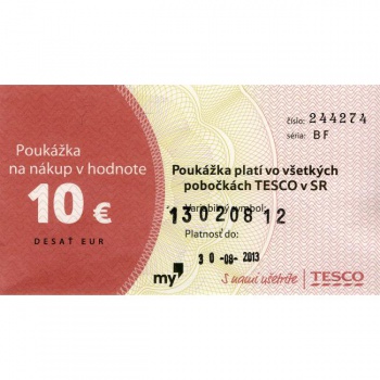 DARČEK: Darčeková poukážka Tesco 10 EUR