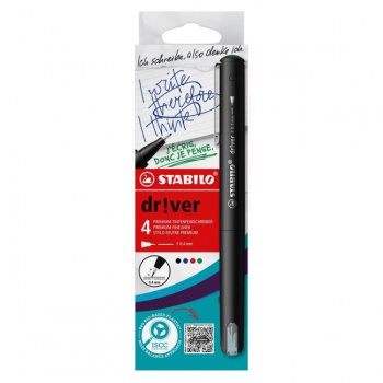 Sada linerov jemných STABILO dr!ver - fine - 4 ks zelená, červená, modrá, čierna 