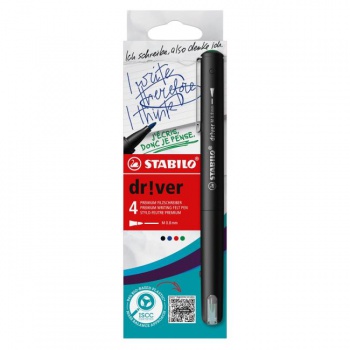 Sada linerov na písanie STABILO dr!ver - medium - 4 ks zelená, červená, modrá, čierna 