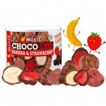 Mixit Chrumkavé banániky a jahody v čokoláde 150g 