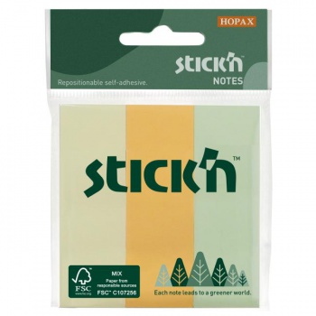 Samolepiaci bloček, 76x25 mm, mix pastelových farieb, 3x50 lístkov 