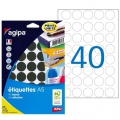 Etikety kruhové 24mm Agipa A5 čierne 