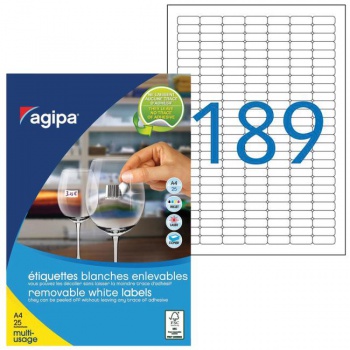 Etikety univerzálne odnímateľné 25,4x10mm Agipa A4 25 hárkov 