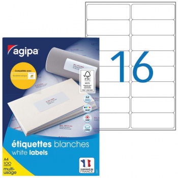 Etikety univerzálne 99,1x33,9mm Agipa A4 100 hárkov 