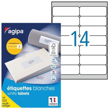 Etikety univerzálne 99,1x38,1mm Agipa A4 100 hárkov 