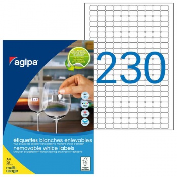 Etikety univerzálne odnímateľné 18x12mm Agipa A4 25 hárkov 