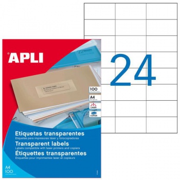 Etikety polyesterové priehľadné 70x37mm Agipa A4 laser 100 hárkov 