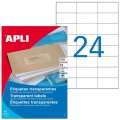 Etikety polyesterové priehľadné 70x37mm Agipa A4 laser 100 hárkov 