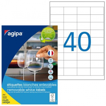 Etikety univerzálne odnímateľné 48,5x25,4mm Agipa A4 100 hárkov 