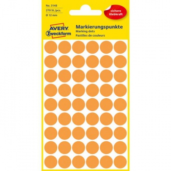 Etikety kruhové 12mm Avery neónovo oranžové 