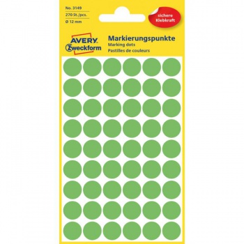 Etikety kruhové 12mm Avery neónovo zelené 