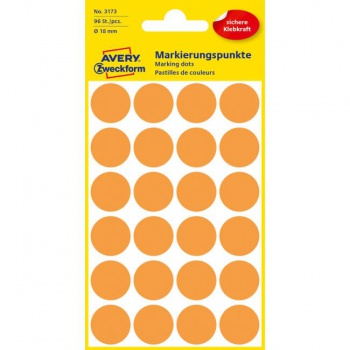 Etikety kruhové 18mm Avery neónovo oranžové 