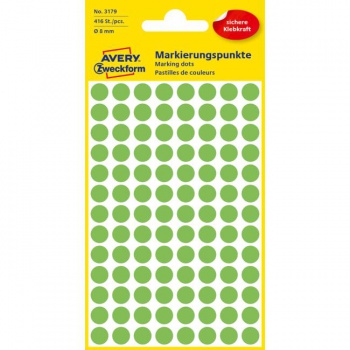 Etikety kruhové 8mm Avery neónovo zelené 