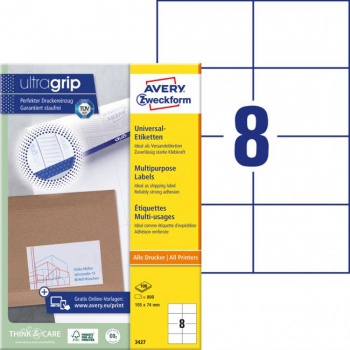 Etikety univerzálne 105x74mm Avery A4 100 hárkov 