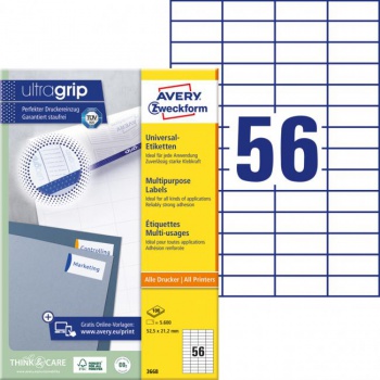 Etikety univerzálne 52,5x21,2mm Avery A4 100 hárkov 