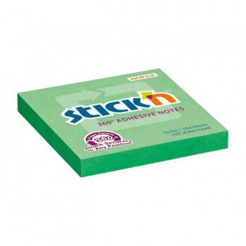 Samolepiaci bloček Stick&#39;n Hopax, 360°, 76x76 mm, zelený 