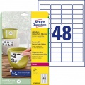 Etikety polyesterové veľmi odolné 45,7x21,2mm Avery A4 biele odnímateľné 20 hárkov 