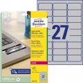 Etikety polyesterové veľmi odolné 63,5x29,6mm Avery A4 strieborné 20 hárkov 
