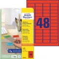 Etikety Avery odnímateľné 45,7x21,2 mm červené 