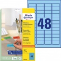 Etikety Avery odnímateľné 45,7x21,2 mm, modré 