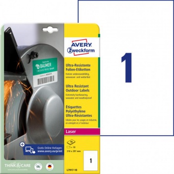 Etikety Avery 210x297 mm, ultra odolné biele 